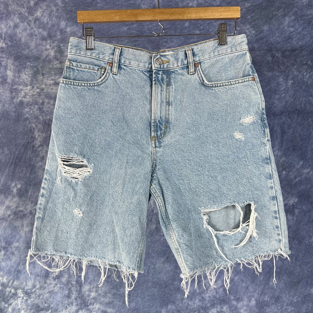 MNG Denim Distressed  High Rise Shorts Sz 6